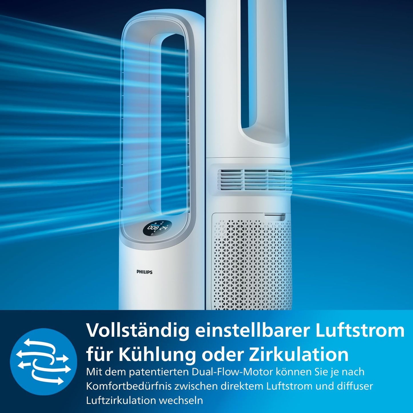 Philips Air Performer 2-in-1 – Luftreiniger & Ventilator, 70 m², HEPA, App & Alexa (AMF765/10)