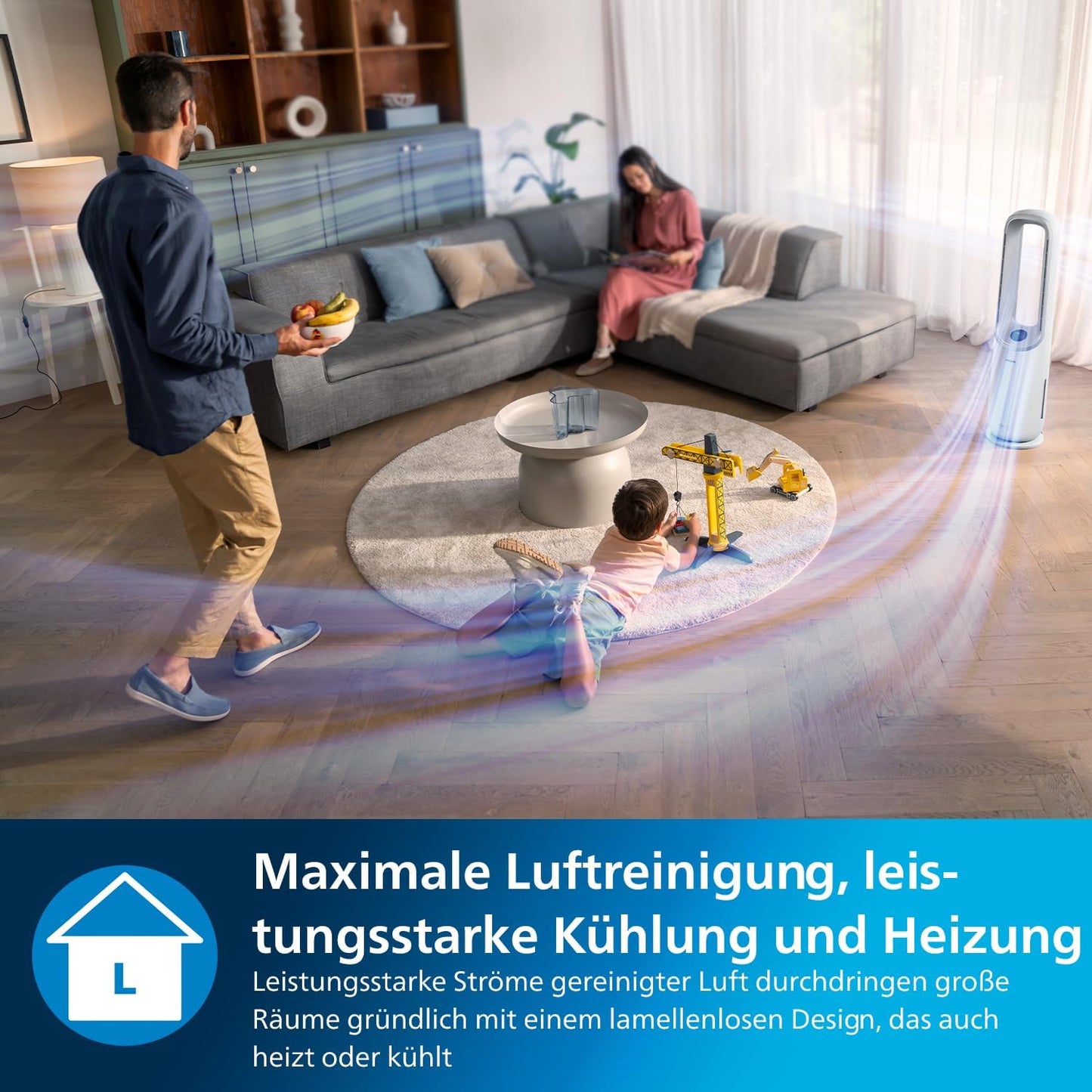 Philips Air Performer 2-in-1 – Luftreiniger & Ventilator, 70 m², HEPA, App & Alexa (AMF765/10)
